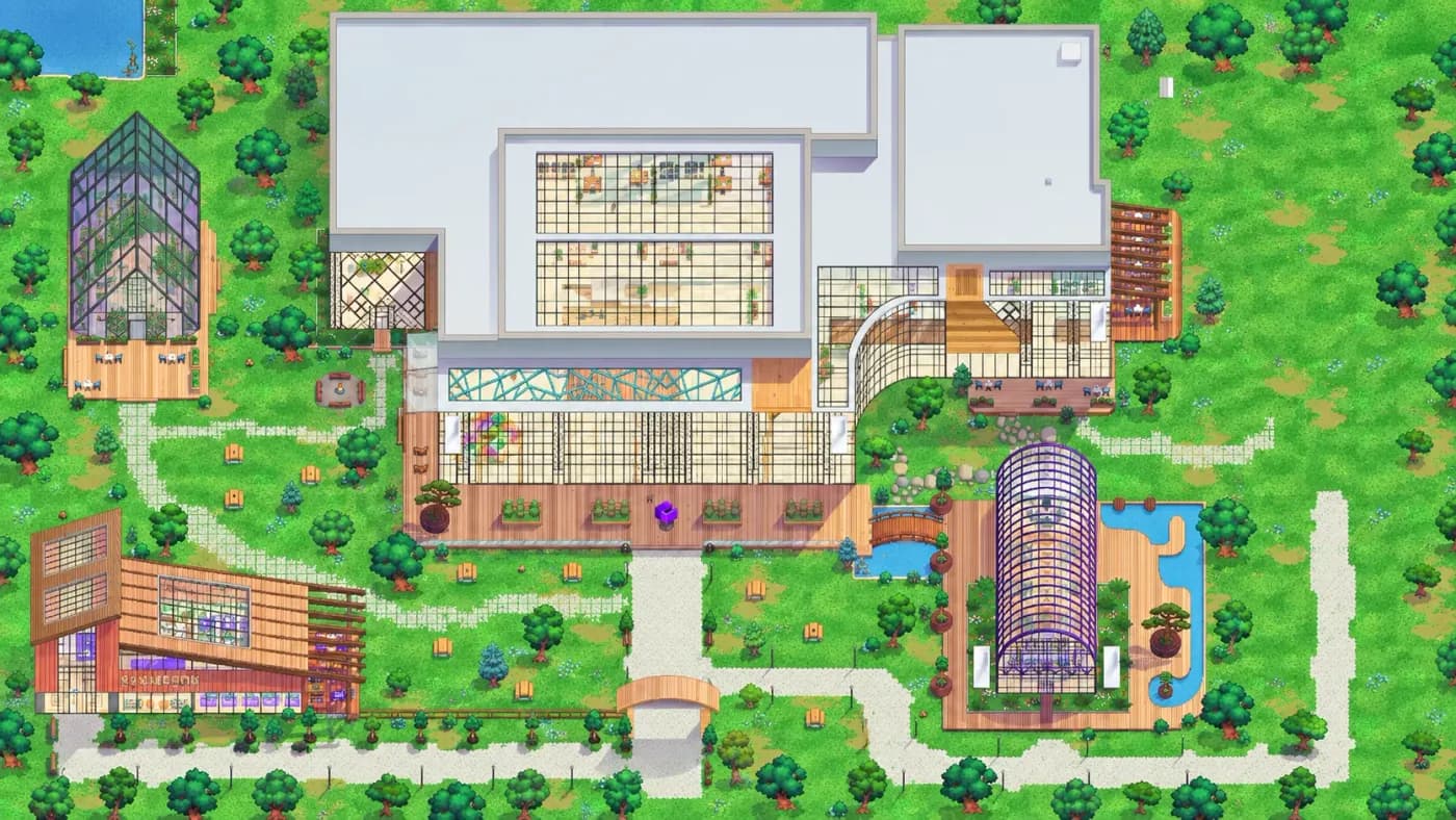 Le campus virtuel de l'École Cube, vu du dessus